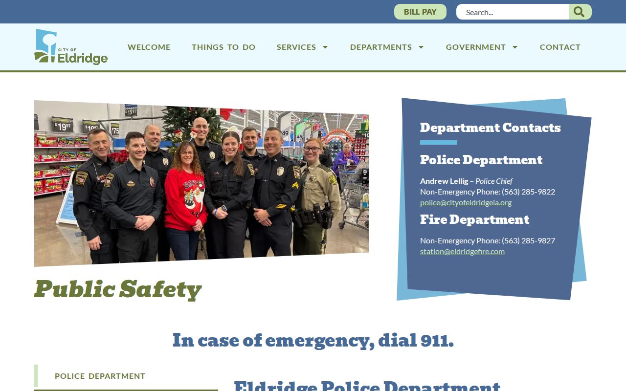 Eldridge Police contact source for Eldridge warrant records