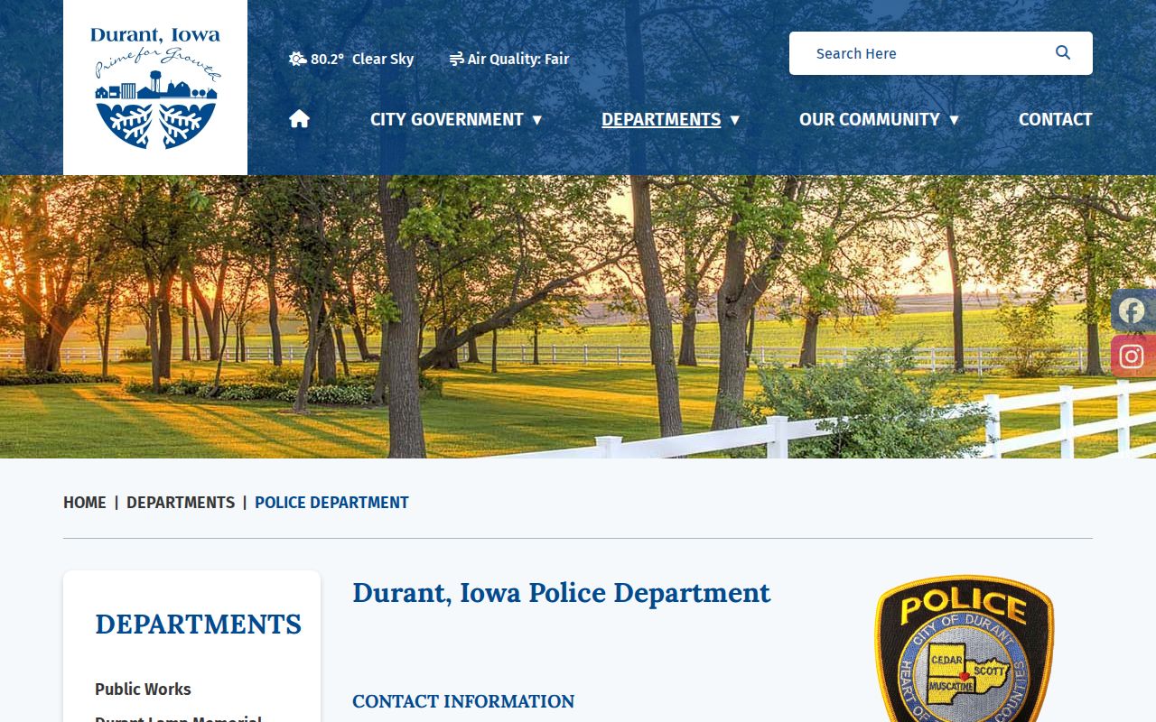 Durant Police agency information for Durant warrant records